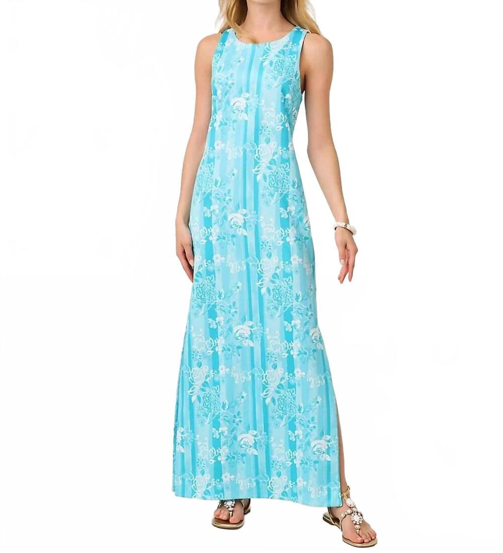 NEW LILLY PULITZER melodie maxi dress in capri blue roseys petals